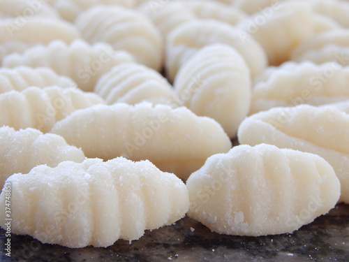 Raw uncooked potato gnocchi (Nhoque) photo