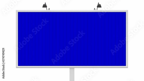 Blank trivision billboard looped switch green screen to blue screen and transparent backgroun. 3D renderinng animations on white background and alpha channel mask. Rotating prisma sign template. photo