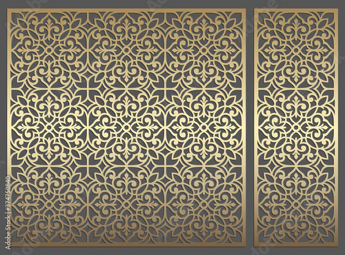 Repeating laser cut panel design. Ornate vintage border template for laser cutting, stained glass, glass etching, sandblasting, wood carving, cardmaking, wedding invitations, stencils.
