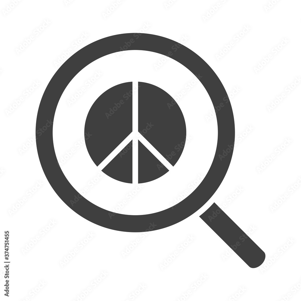 magnifier peace sign, human rights day, silhouette icon design magnifier peace sign, human rights day, silhouette icon design