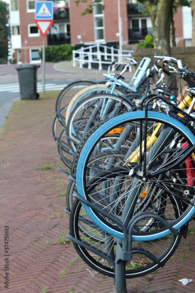 Rowery na stojakach w Holandii