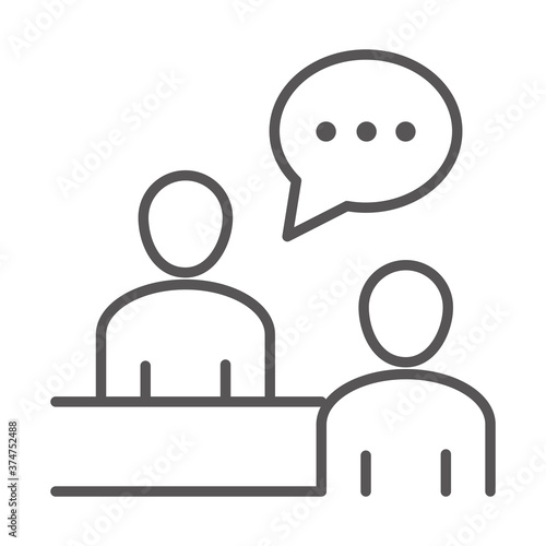 people service talking office, coworking business workspace, line icon design