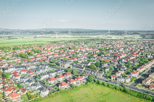 Aerial View over Seaside Village in United Kingdom