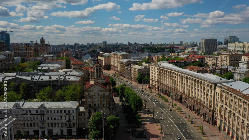 Aerial view of Khreshchatyk in the city center of Kiev