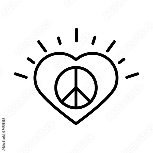 sign peace in heart love, human rights day, line icon design