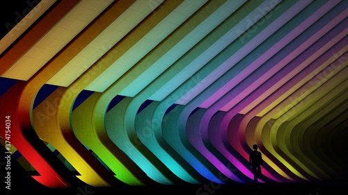 Neon lights and architecture night