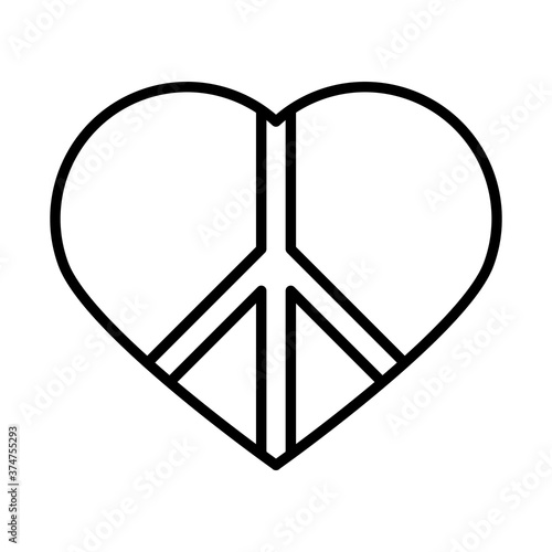 peace symbol in heart love human rights day, line icon design