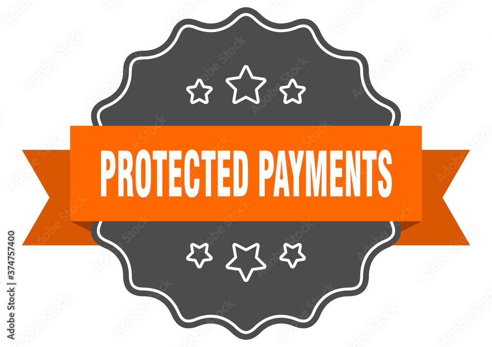 protected payments label. protected payments isolated seal. sticker. sign