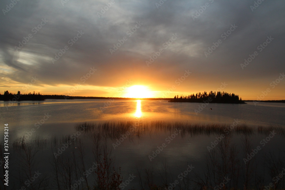 Rays Of Sunset On The Water, Elk Island National Park, Alberta