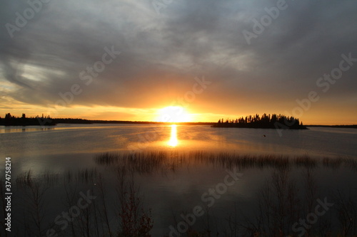 Rays Of Sunset On The Water, Elk Island National Park, Alberta