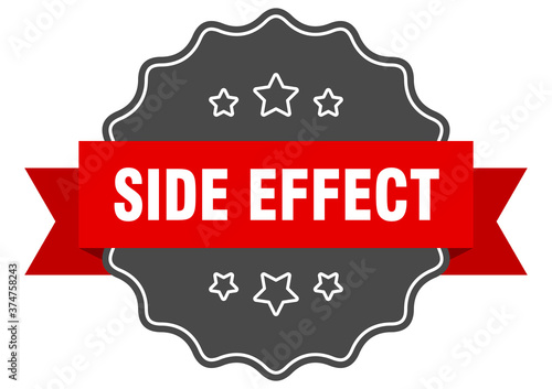 side effect label. side effect isolated seal. sticker. sign