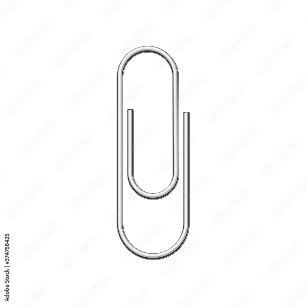 Metallic wire paper clip fastener. Flat vector illustration isolated on white background Metallic wire paper clip fastener. Flat vector illustration isolated on white background