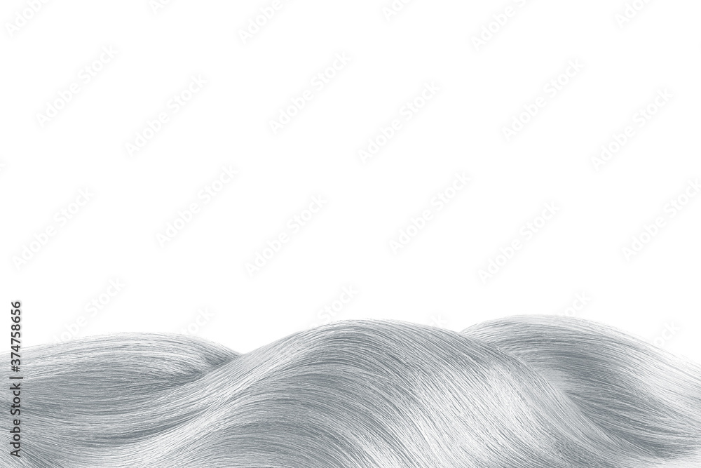 Gray shiny hair isolated on white. Background with copy space Gray shiny hair isolated on white. Background with copy space