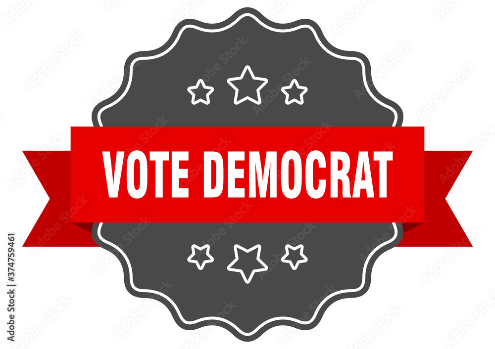 vote democrat label. vote democrat isolated seal. sticker. sign