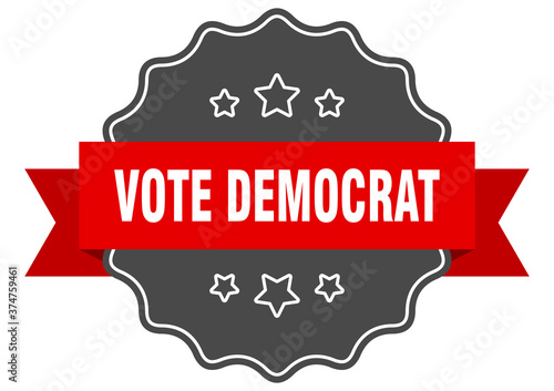 vote democrat label. vote democrat isolated seal. sticker. sign