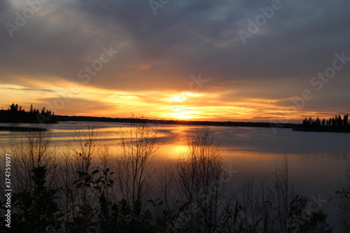 Sunset Colours On Astotin Lake  Elk Island National Park  Alberta