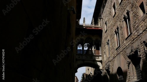 Streets and buildings in the Gothic quarter of Barcelona, 4k photo