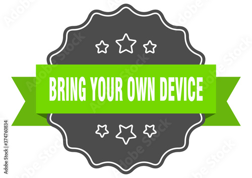 bring your own device label. bring your own device isolated seal. sticker. sign