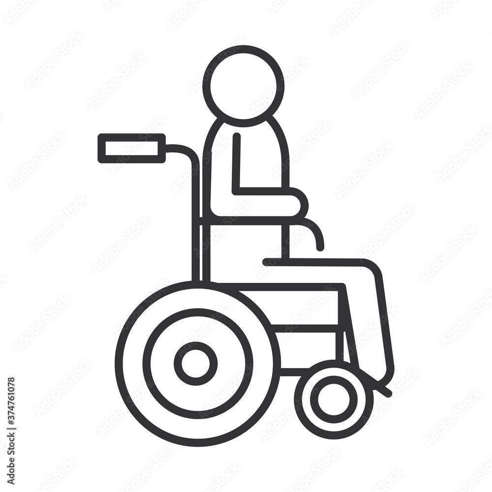 disabled person in wheelchair, world disability day, linear icon design disabled person in wheelchair, world disability day, linear icon design