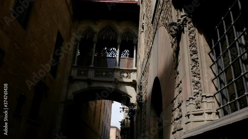 Streets and buildings in the Gothic quarter of Barcelona, 4k photo