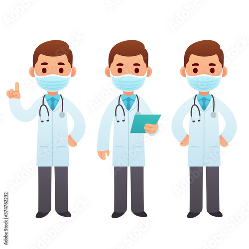 Cartoon doctor character set