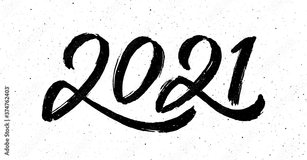 2021 Happy New Year of the Ox. Greeting card design with chinese calligraphy for holiday. Hand drawn number 2021 lettering on vintage subtle grunge background. Vector illustration 2021 Happy New Year of the Ox. Greeting card design with chinese calligraphy for holiday. Hand drawn number 2021 lettering on vintage subtle grunge background. Vector illustration
