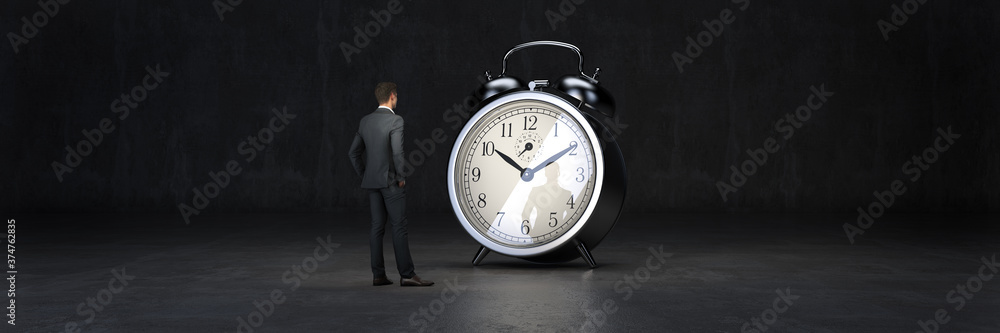 Businessman and the time concept. 3d rendering Businessman and the time concept. 3d rendering