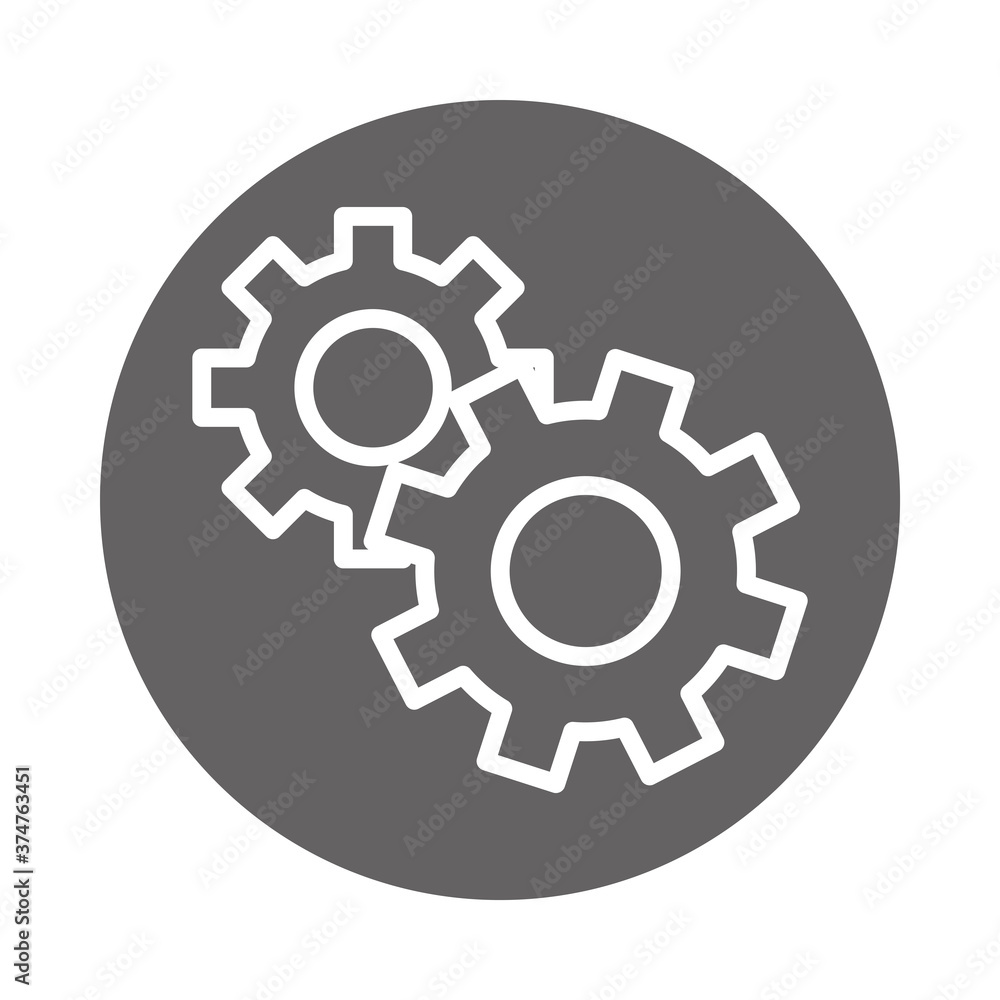 gears cogwheel mechanism, block and line icon gears cogwheel mechanism, block and line icon