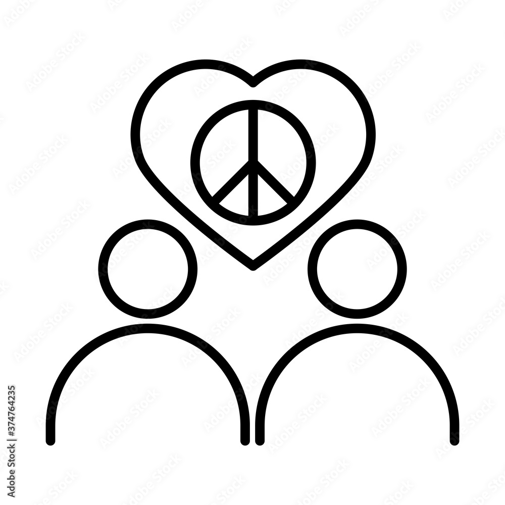people peace love heart together, human rights day, line icon design people peace love heart together, human rights day, line icon design
