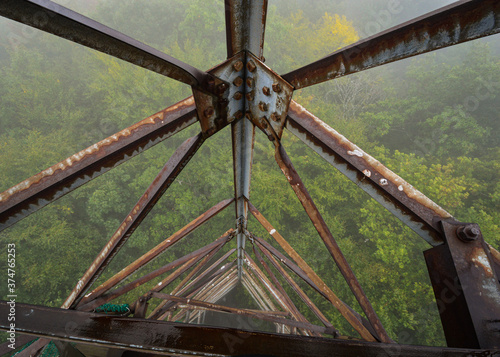 fusty fire tower in fog photo