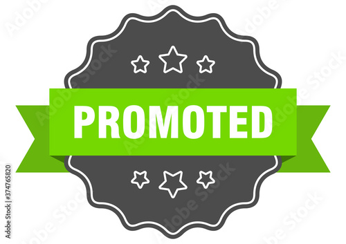 promoted label. promoted isolated seal. sticker. sign