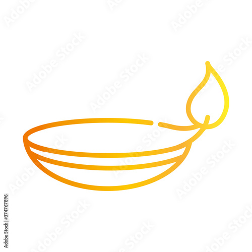 happy diwali india festival, flame diya lamp deepavali religion event gradient style icon vector