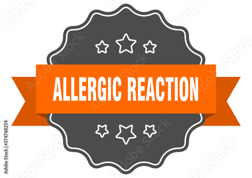allergic reaction label. allergic reaction isolated seal. sticker. sign