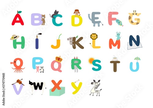 ABC　かわいいアルファベット表　アルファベット一覧表　ポスター　