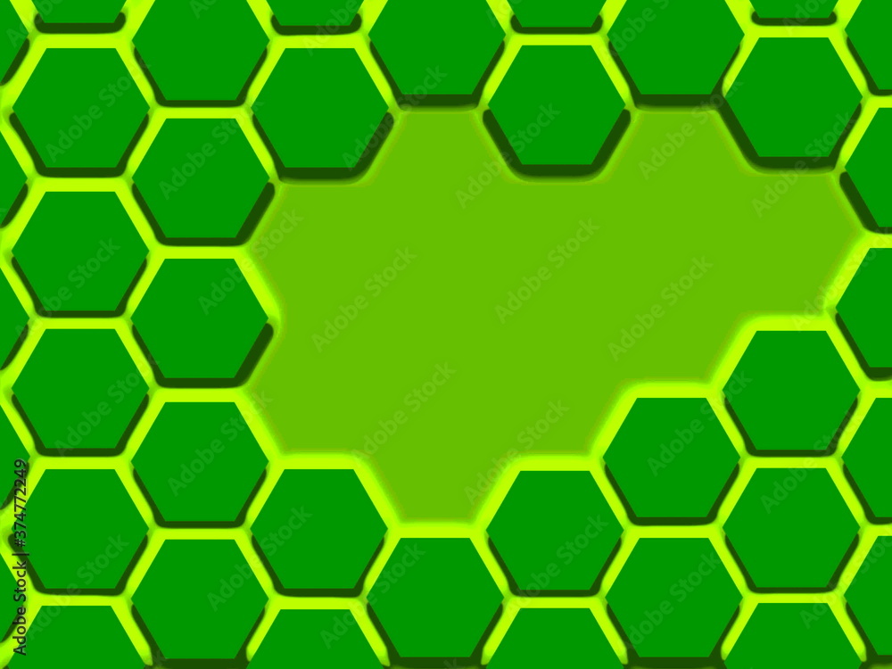 Green hexagon geometry pattern on a light green background Green hexagon geometry pattern on a light green background