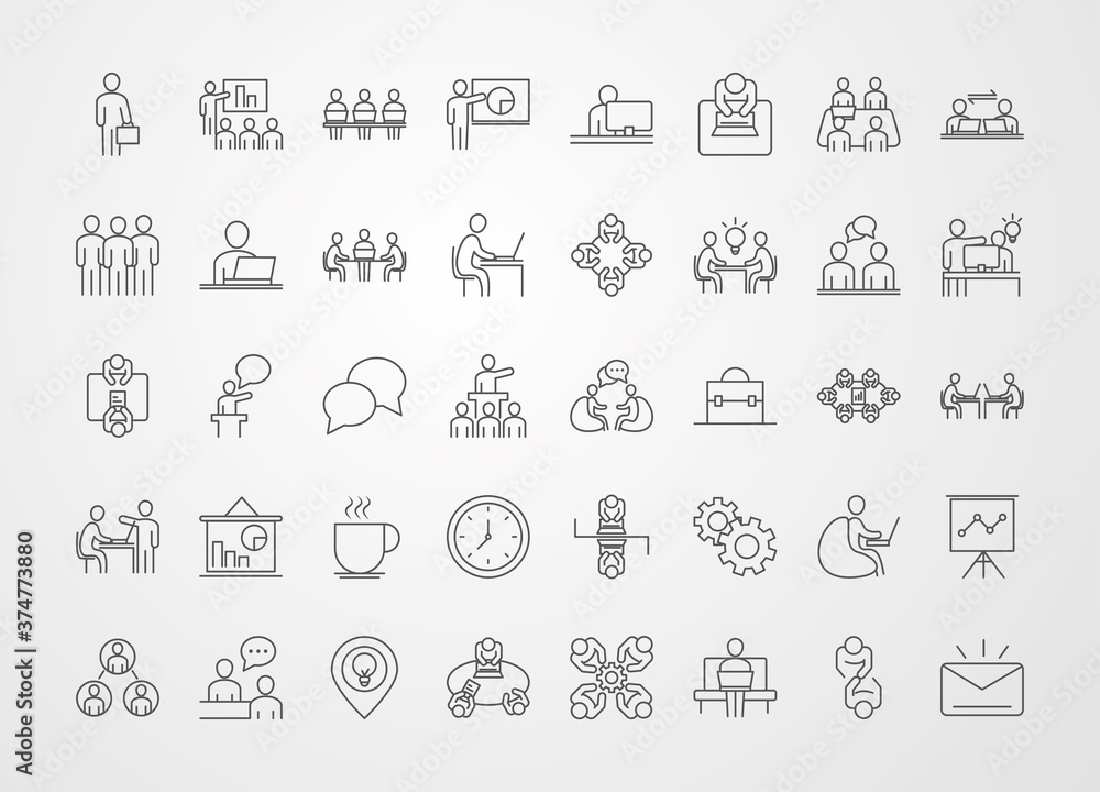 coworking office business workspace, line icons design coworking office business workspace, line icons design