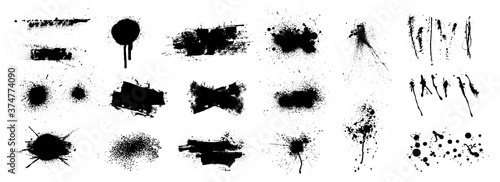 Nice splatter collection and large brush strokes. Abstract grunge collection for backdrop. High quality manually tracked. Different hand drawn spray design, grunge splash, ink blots. Splatter vector