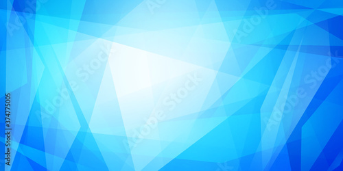 Abstract background of straight intersecting lines and translucent polygons in light blue colors