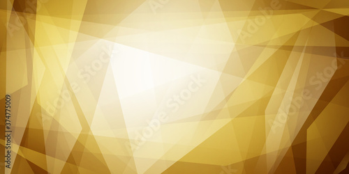 Abstract background of straight intersecting lines and translucent polygons in yellow colors
