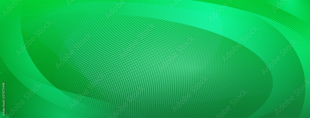 Obraz premium Abstract halftone background of small dots and wavy lines in green colors
