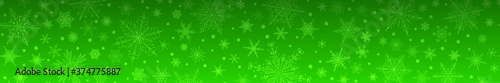 Christmas banner of various snowflakes, in green colors
