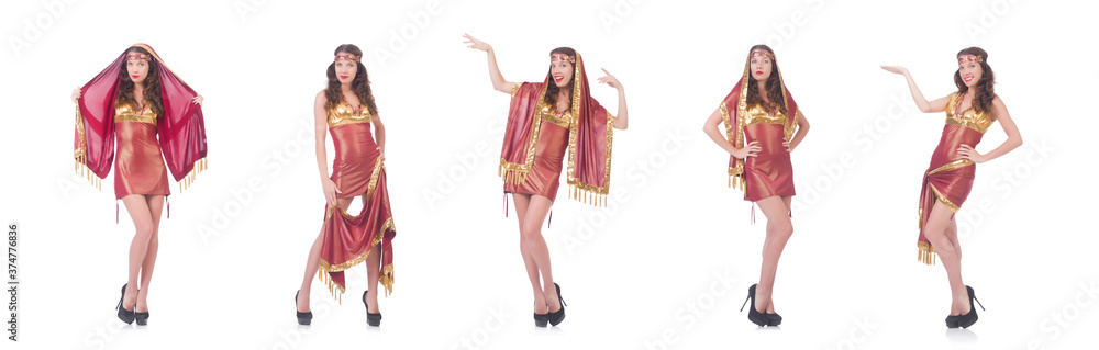 Woman in eastern dress isolated on white Woman in eastern dress isolated on white