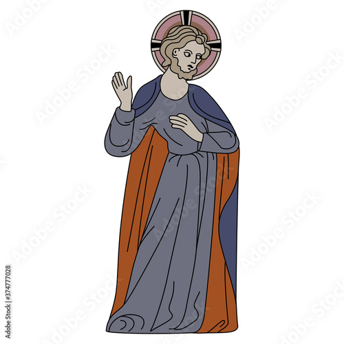 Jesus Christ. Medieval icon. Christian saint. Isolated vector illustration. 