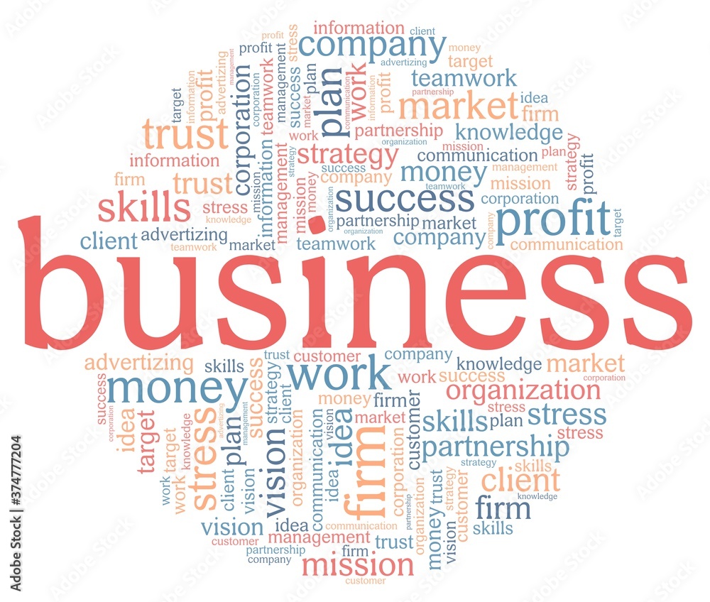 Business vector illustration word cloud isolated on a white background. Business vector illustration word cloud isolated on a white background.