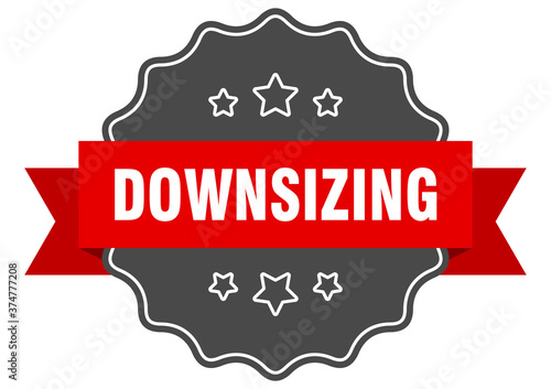 downsizing label. downsizing isolated seal. sticker. sign