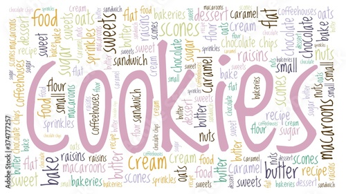 Cookies vector illustration word cloud isolated on a white background.