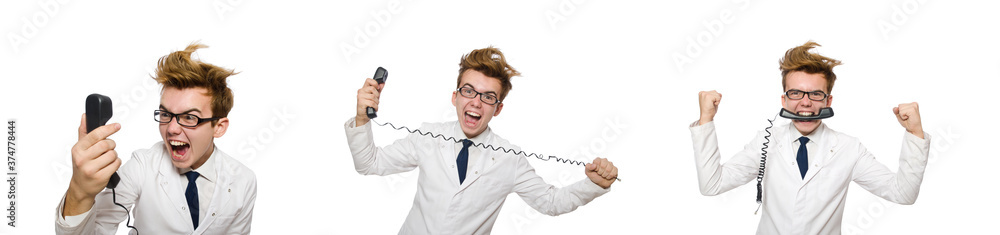 Funny doctor isolated on white Funny doctor isolated on white