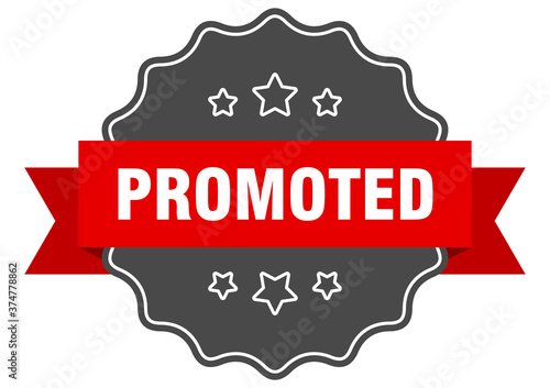 promoted label. promoted isolated seal. sticker. sign
