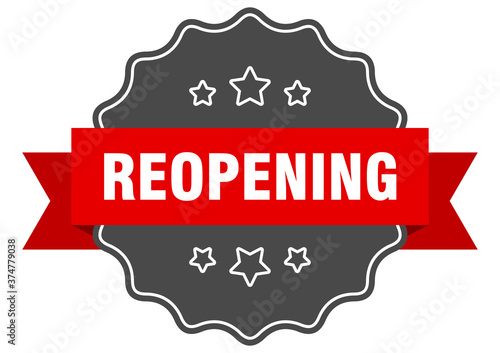 reopening label. reopening isolated seal. sticker. sign