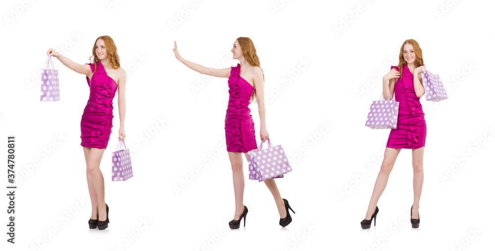 Woman after shopping isolated on white Woman after shopping isolated on white